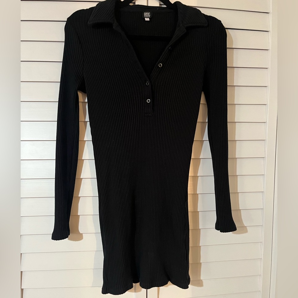 Urban Outfitters X BDG Ribbed Polo Mini Dress| Color: Black | Size: M